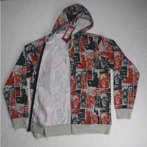 Marvel Punisher Mix Logo \ Full Zip Hoodie Men's size Medium / NEW With Tags - Picture 4 of 9
